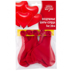 Набор шаров Сердце красное 30см 5шт/Э